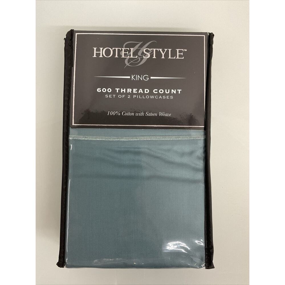 King Pillowcases Hotel Style 600 Thread Count Cotton Sateen Weave Teal Sateen
